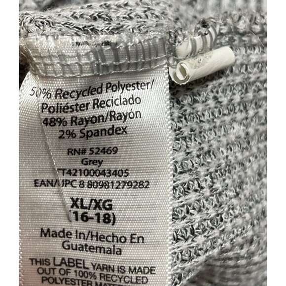 Time & Tru Waffle Knit Tunic Top Cowl Neck Grey Size XL Extra Large Lounge Shirt - Picture 5 of 6